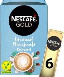Nescafé Gold Coconut Macchiato Oploskoffie - 6 Doosjes à 6 Zakjes -Koffie Benodigdheden Korting 1005x1200