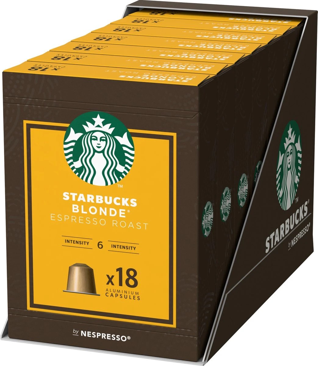 Starbucks By Nespresso Capsules Blonde Espresso Roast - 7 Doosjes à 18 Koffiecups 1 Starbucks By Nespresso Capsules Blonde Espresso Roast - 7 Doosjes à 18 Koffiecups