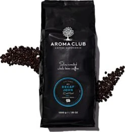 Aroma Club - Cafeïnevrije Koffiebonen 1KG - No. 5 Decaf John - Koffie Intensiteit 3/5