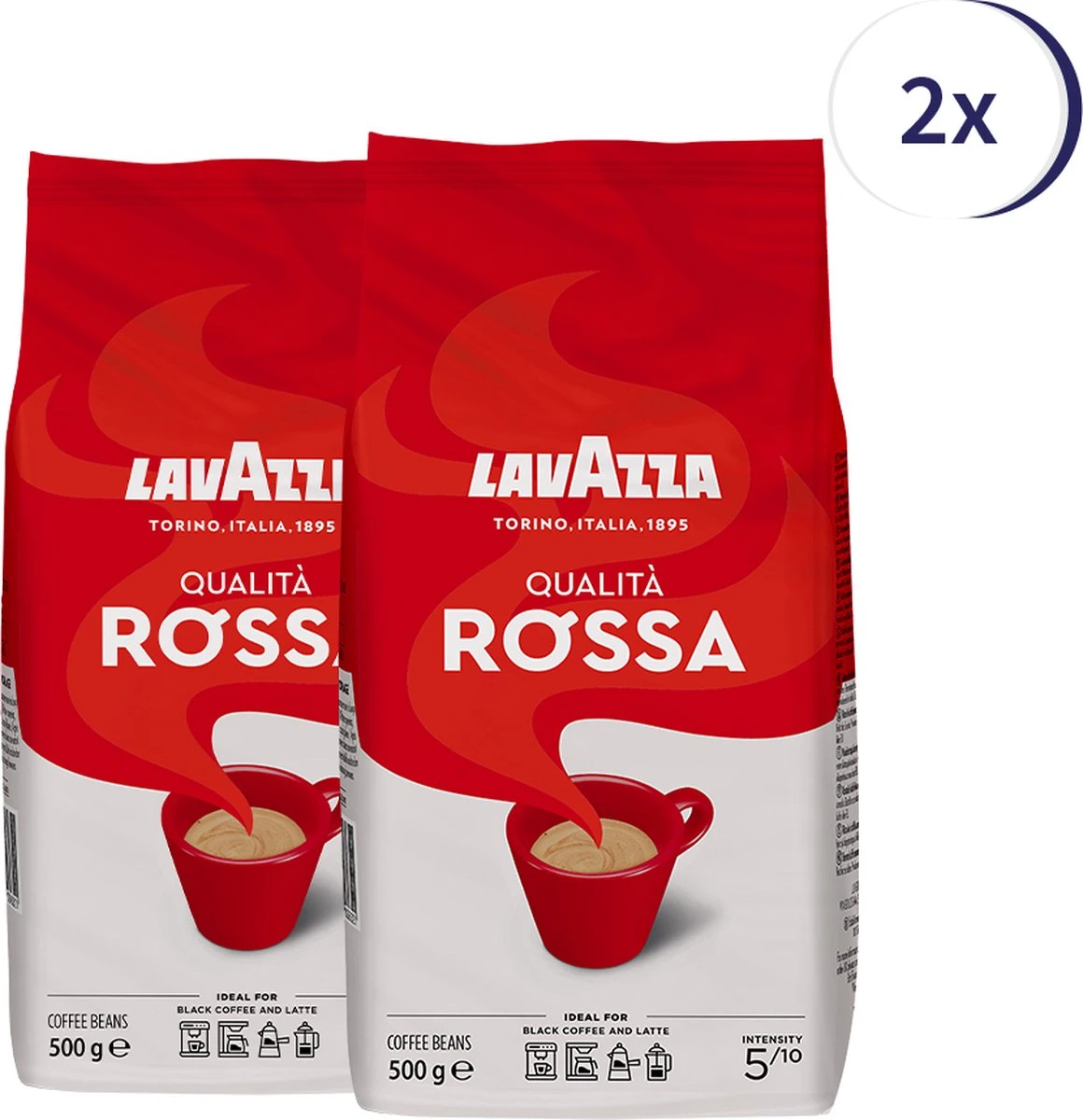 Lavazza Qualita Rossa Koffiebonen - 500 Gram X2 1 Lavazza Qualita Rossa Koffiebonen - 500 Gram X2