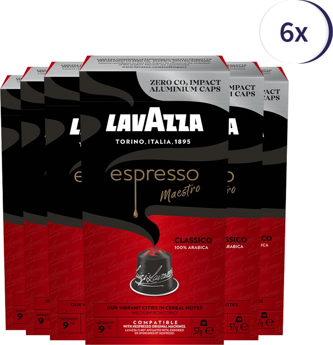 Lavazza Espresso Classico Nespresso Compatibel Capsules - 10 Stuks X6
