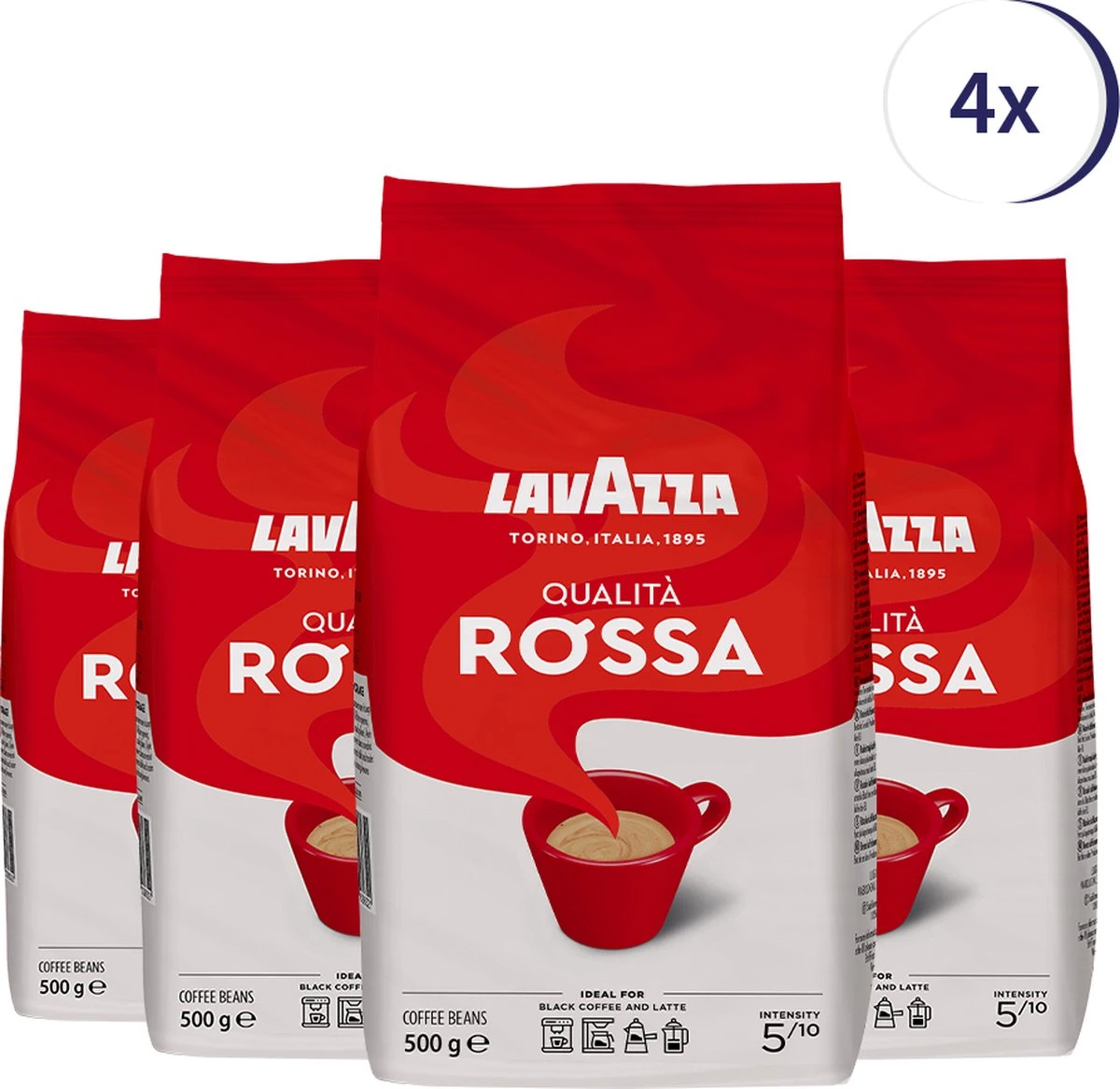 Lavazza Qualita Rossa Koffiebonen - 500 Gram X4 1 Lavazza Qualita Rossa Koffiebonen - 500 Gram X4