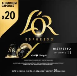 L'OR Espresso Ristretto Koffiecups - Intensiteit 11/12 - 10 X 20 Capsules -Koffie Benodigdheden Korting 1200x1187