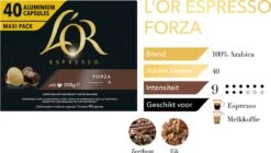 L'OR Espresso Forza Koffiecups - Intensiteit 9/12 - 4 X 40 Capsules 8 L'OR Espresso Forza Koffiecups - Intensiteit 9/12 - 4 X 40 Capsules -Koffie Benodigdheden Korting 1200x678