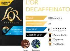L'OR Espresso Decaffeinato Koffiecups - Intensiteit 6/12 - 10 X 10 Capsules -Koffie Benodigdheden Korting 1200x868