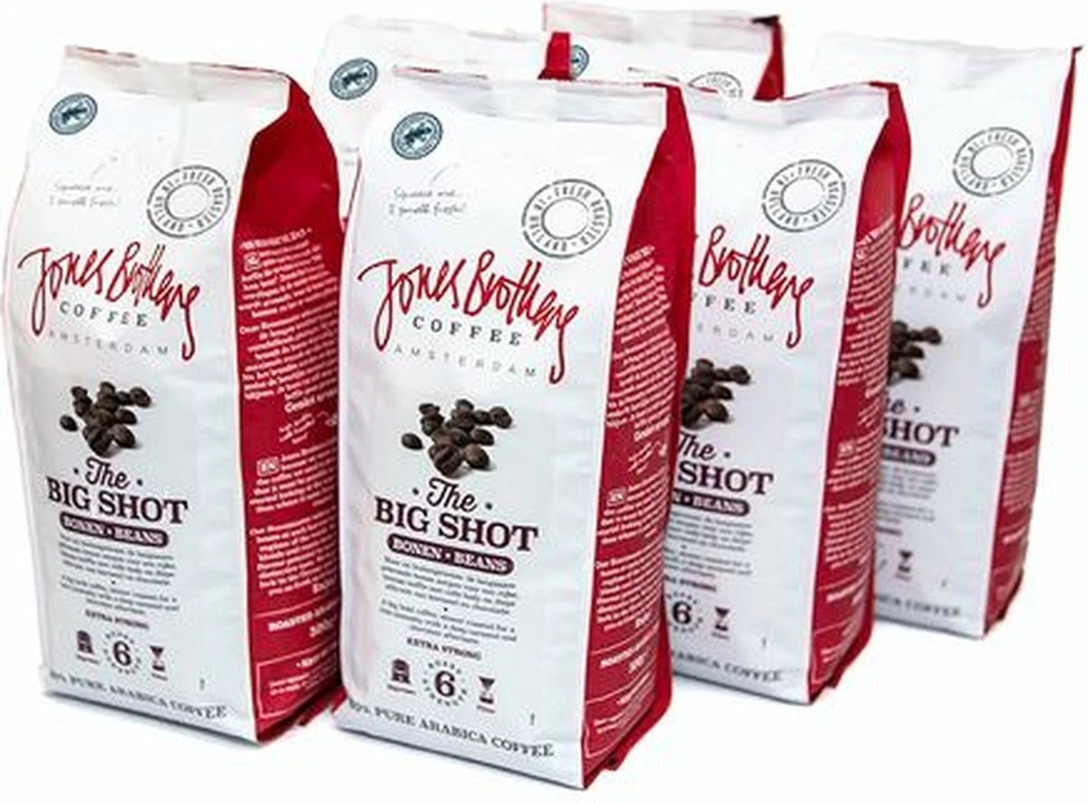 Jones Brothers Coffee The Big Shot Koffiebonen - 6 X 500 Gram 2 Jones Brothers Coffee The Big Shot Koffiebonen - 6 X 500 Gram - Afbeelding 2