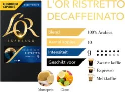 L'OR Espresso Ristretto Decaffeinato - Intensiteit 9/12 - 10 X 10 Capsules -Koffie Benodigdheden Korting 1200x889