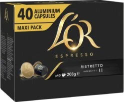 L'OR Espresso Ristretto Koffiecups - Intensiteit 11/12 - 4 X 40 Capsules -Koffie Benodigdheden Korting 1200x989
