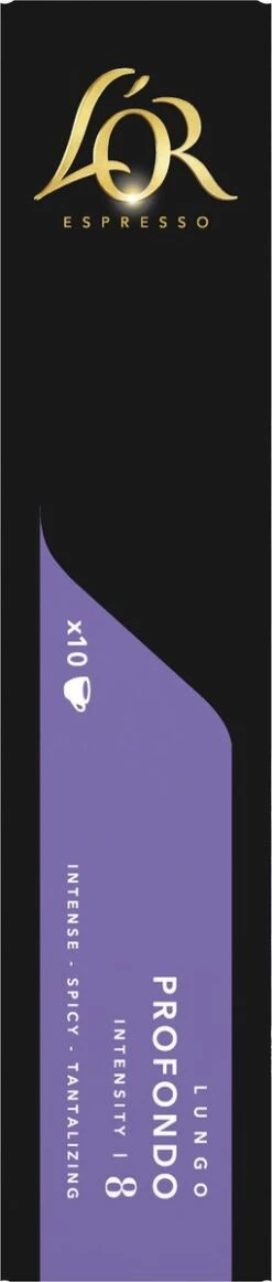 L'OR Lungo Profondo Koffiecups - Intensiteit 8/12 - 10 X 10 Capsules -Koffie Benodigdheden Korting 255x1200 4