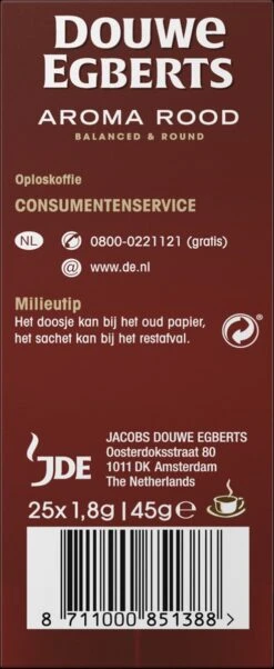 Douwe Egberts Aroma Rood Sticks Oploskoffie - 6 X 25 Zakjes -Koffie Benodigdheden Korting 492x1200