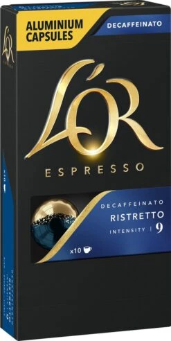 L'OR Espresso Ristretto Decaffeinato - Intensiteit 9/12 - 10 X 10 Capsules -Koffie Benodigdheden Korting 603x1200