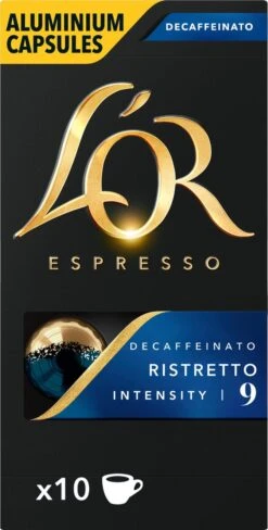 L'OR Espresso Ristretto Decaffeinato - Intensiteit 9/12 - 10 X 10 Capsules -Koffie Benodigdheden Korting 607x1200 2