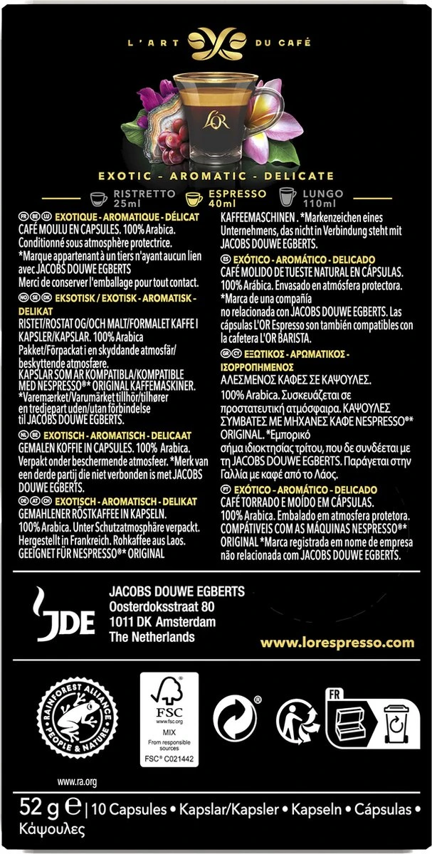 L'OR Espresso Limited Creations Laos Bolaven Koffiecups - Intensiteit 7/12 - 10 X 10 Capsules 3 L'OR Espresso Limited Creations Laos Bolaven Koffiecups - Intensiteit 7/12 - 10 X 10 Capsules - Afbeelding 3
