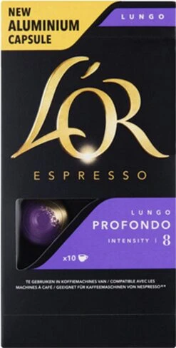 L'OR Lungo Profondo Koffiecups - Intensiteit 8/12 - 10 X 10 Capsules -Koffie Benodigdheden Korting 608x1200 1