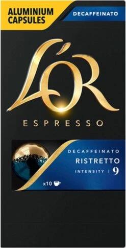 L'OR Espresso Ristretto Decaffeinato - Intensiteit 9/12 - 10 X 10 Capsules -Koffie Benodigdheden Korting 611x1200