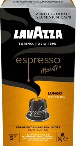 Lavazza Espresso Lungo - Aluminium Nespresso Capsules - 10 Stuks -Koffie Benodigdheden Korting 627x1200