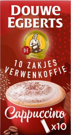 Douwe Egberts Verwenkoffie Cappuccino Oploskoffie - 5 X 10 Zakjes -Koffie Benodigdheden Korting 630x1200 1