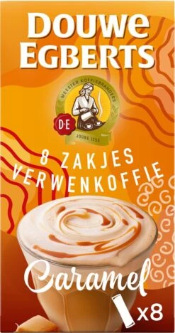 Douwe Egberts Verwenkoffie Latte Caramel Oploskoffie - 5 X 8 Zakjes -Koffie Benodigdheden Korting 633x1200 2