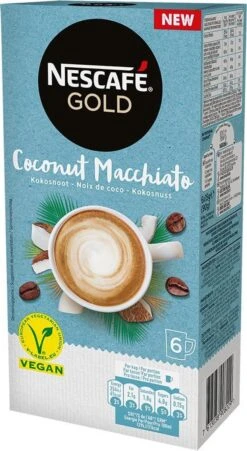 Nescafé Gold Coconut Macchiato Oploskoffie - 6 Doosjes à 6 Zakjes -Koffie Benodigdheden Korting 657x1200