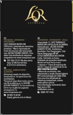 L'OR Espresso Ristretto Koffiecups - Intensiteit 11/12 - 4 X 40 Capsules -Koffie Benodigdheden Korting 764x1200