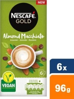 Nescafé Gold Almond Macchiato Oploskoffie - 6 Doosjes à 6 Zakjes -Koffie Benodigdheden Korting 900x1200 2