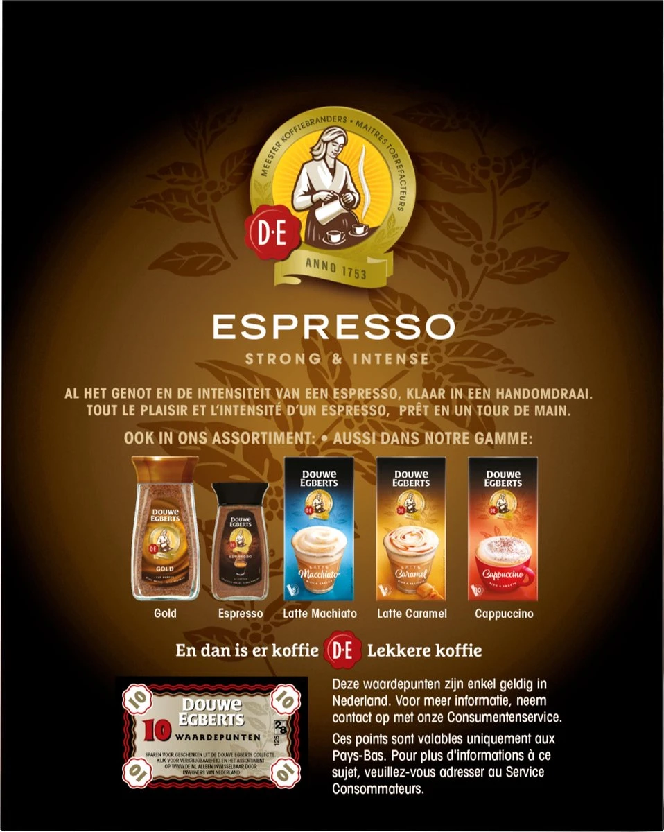 Douwe Egberts Espresso Sticks Oploskoffie - 6 X 25 Zakjes 4 Douwe Egberts Espresso Sticks Oploskoffie - 6 X 25 Zakjes - Afbeelding 4